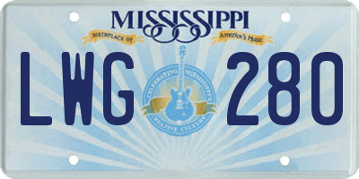 MS license plate LWG280
