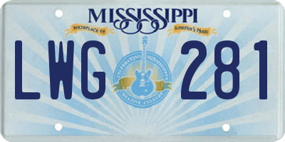 MS license plate LWG281