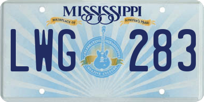 MS license plate LWG283