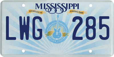 MS license plate LWG285