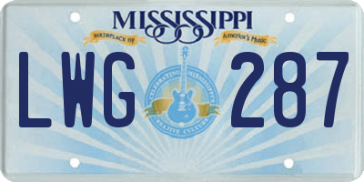 MS license plate LWG287