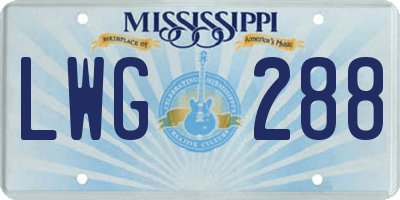MS license plate LWG288