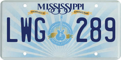 MS license plate LWG289