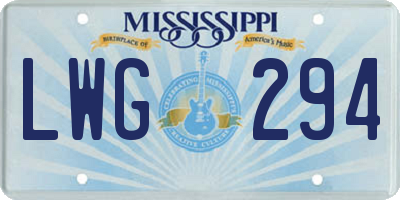 MS license plate LWG294
