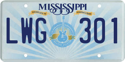 MS license plate LWG301