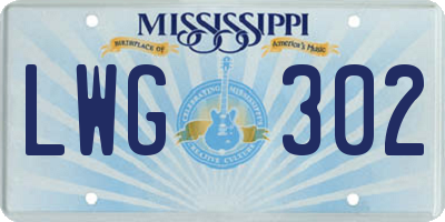 MS license plate LWG302