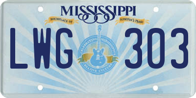 MS license plate LWG303