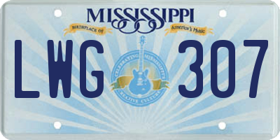 MS license plate LWG307