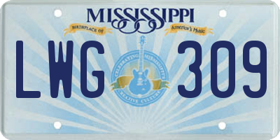 MS license plate LWG309