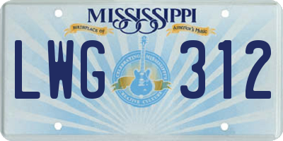 MS license plate LWG312