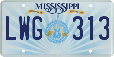 MS license plate LWG313