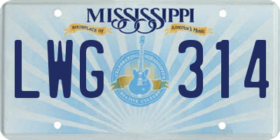 MS license plate LWG314
