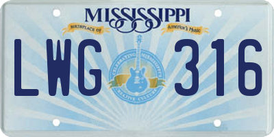MS license plate LWG316