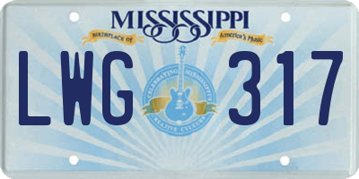 MS license plate LWG317