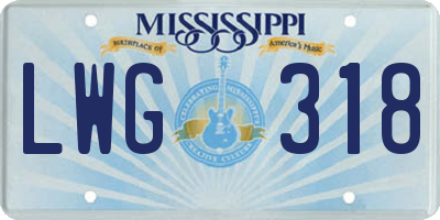 MS license plate LWG318