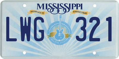 MS license plate LWG321