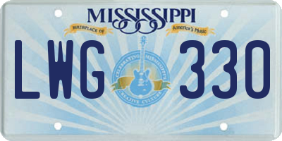 MS license plate LWG330