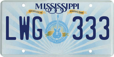 MS license plate LWG333