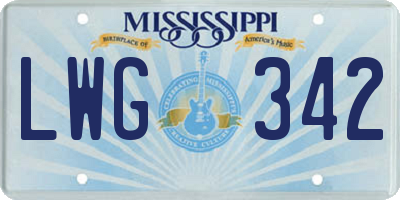 MS license plate LWG342