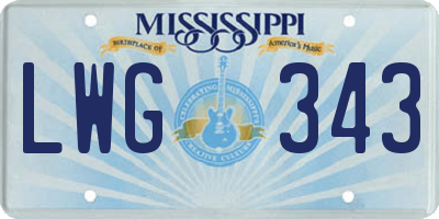 MS license plate LWG343