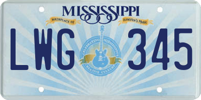 MS license plate LWG345