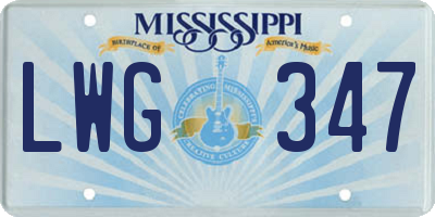 MS license plate LWG347