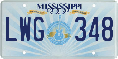 MS license plate LWG348