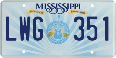 MS license plate LWG351