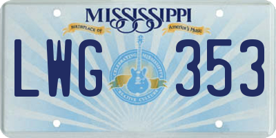 MS license plate LWG353