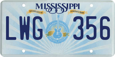 MS license plate LWG356