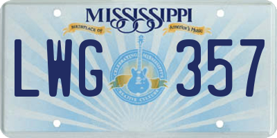 MS license plate LWG357