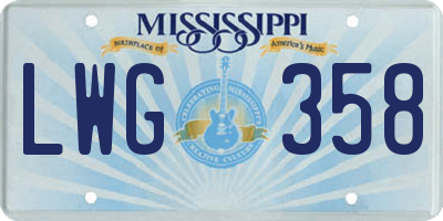 MS license plate LWG358