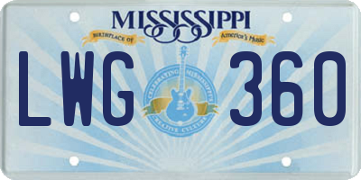MS license plate LWG360