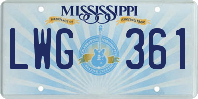MS license plate LWG361