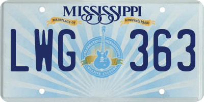 MS license plate LWG363