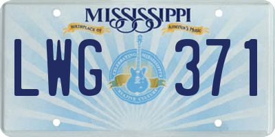 MS license plate LWG371