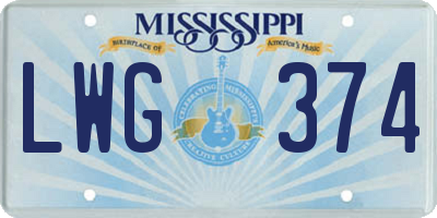 MS license plate LWG374