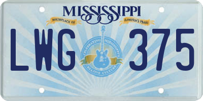 MS license plate LWG375