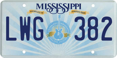MS license plate LWG382