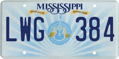 MS license plate LWG384
