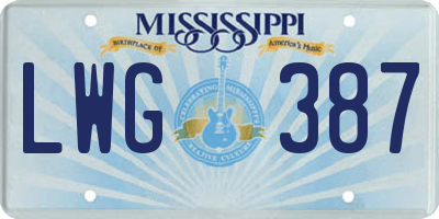 MS license plate LWG387