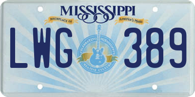 MS license plate LWG389