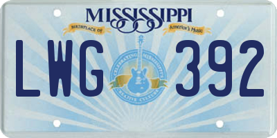 MS license plate LWG392