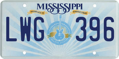 MS license plate LWG396