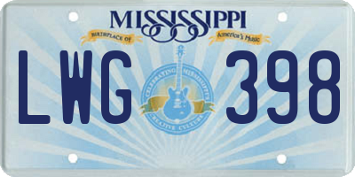 MS license plate LWG398