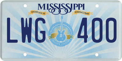 MS license plate LWG400