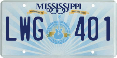 MS license plate LWG401