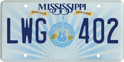 MS license plate LWG402