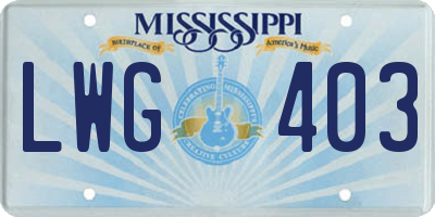 MS license plate LWG403