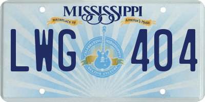 MS license plate LWG404